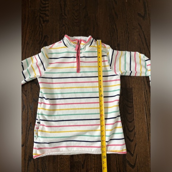 WoolOvers Women’s S Organic Cotton White Striped 1/4 Zip Pullover w/Pockets -EUC - Picture 10 of 11